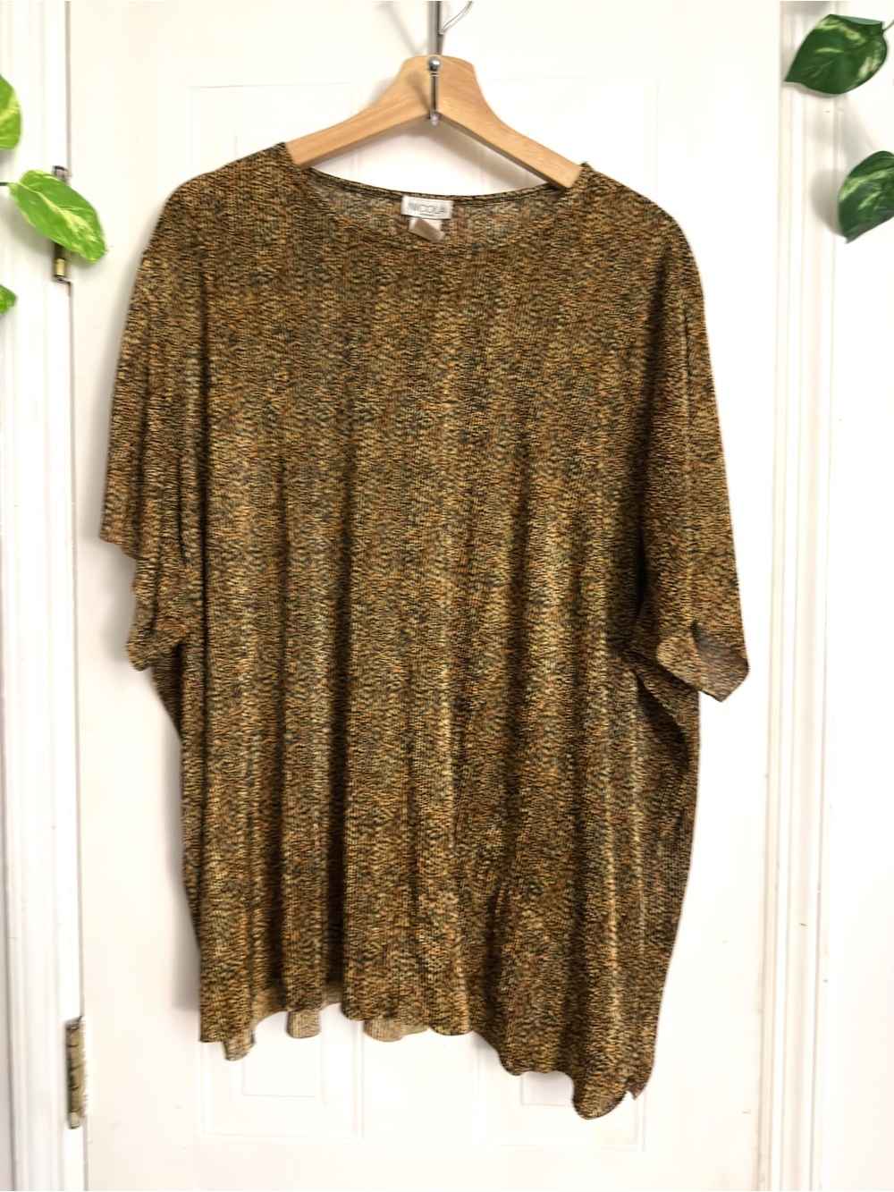 Vintage NICOLA Gold Brown Speckled leopard print Short Sleeve Tee